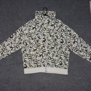 LCKR White All Over‎ Print Mens XL Zip Up Casual Streetwear Hoodie Jacket Y2K